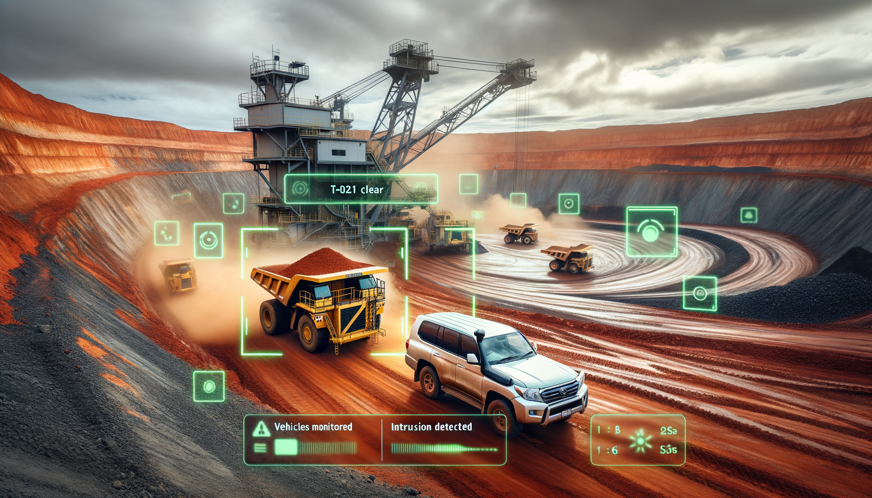 AI Vision Overlay on Mine Site Camera Feed